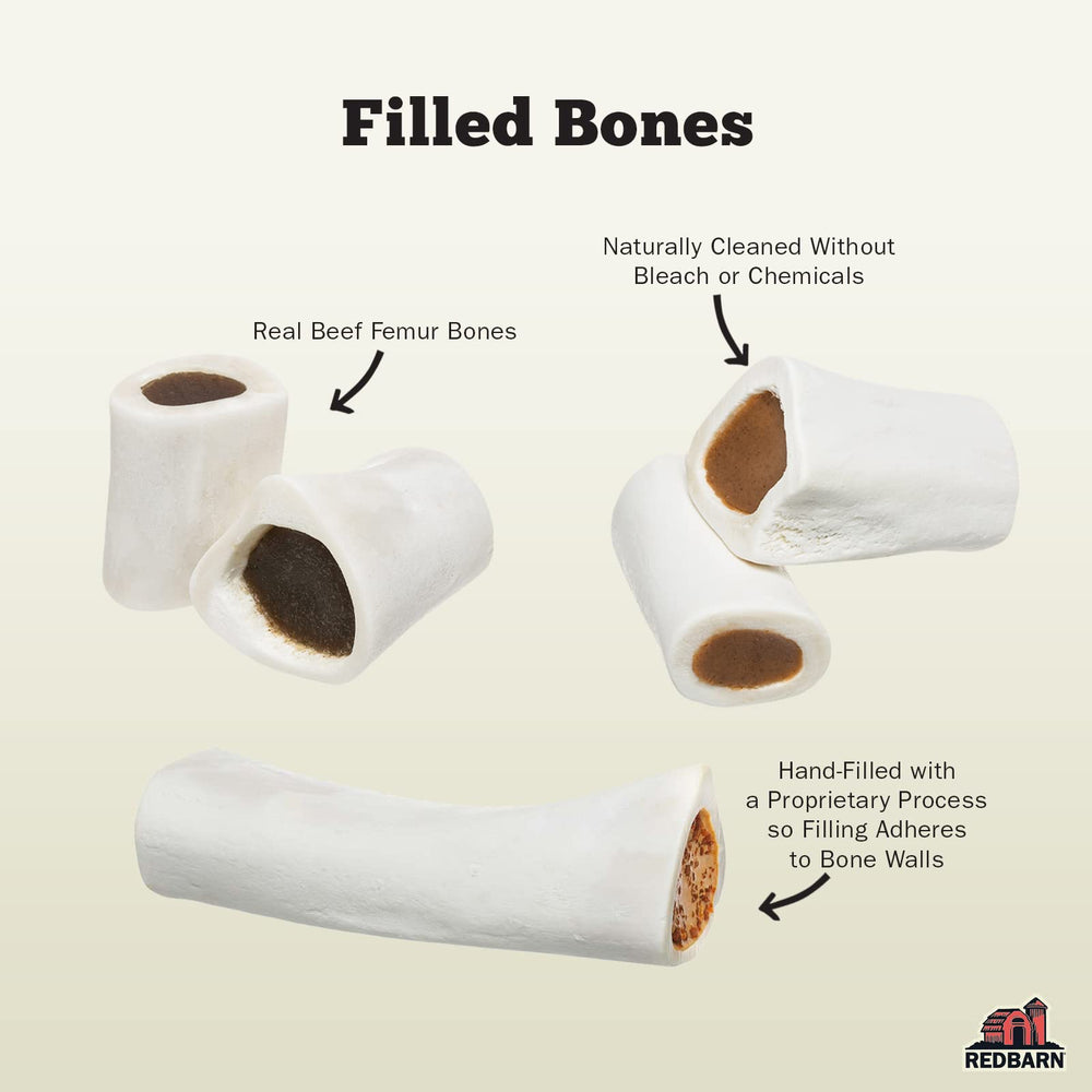 Redbarn relleno queso y tocino visible dentro del hueso para perros pequeños