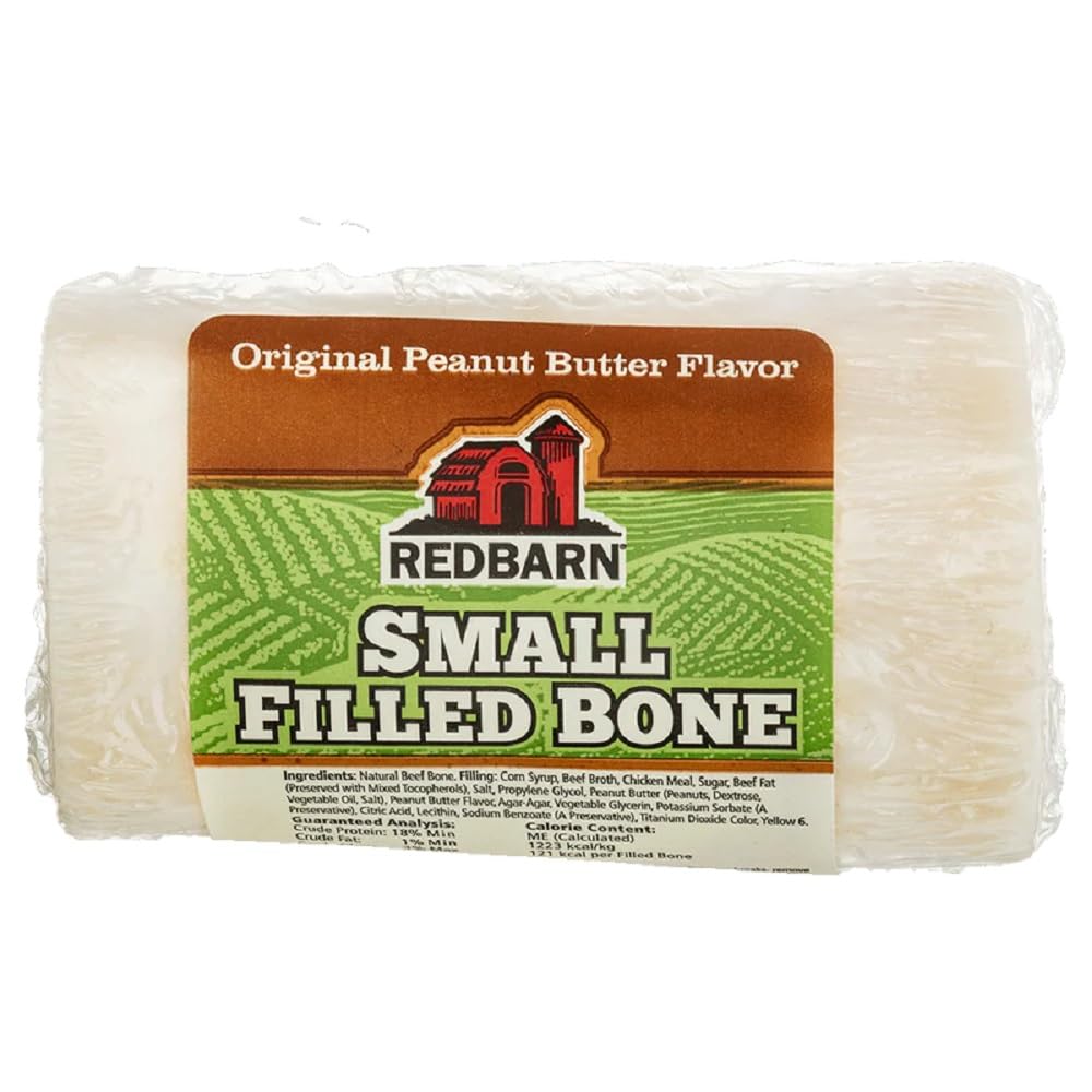 Redbarn Hueso relleno mantequilla de maní, tamaño pequeño para perros activos.