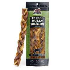 Redbarn palitos trenzados de res 12 pulgadas para perros, masticación duradera.