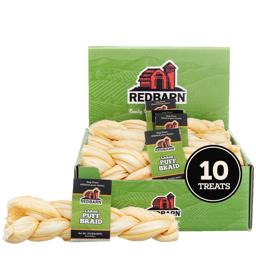 Redbarn Puff Braid muestra una masticación crujiente para perros activos y apoyo dental