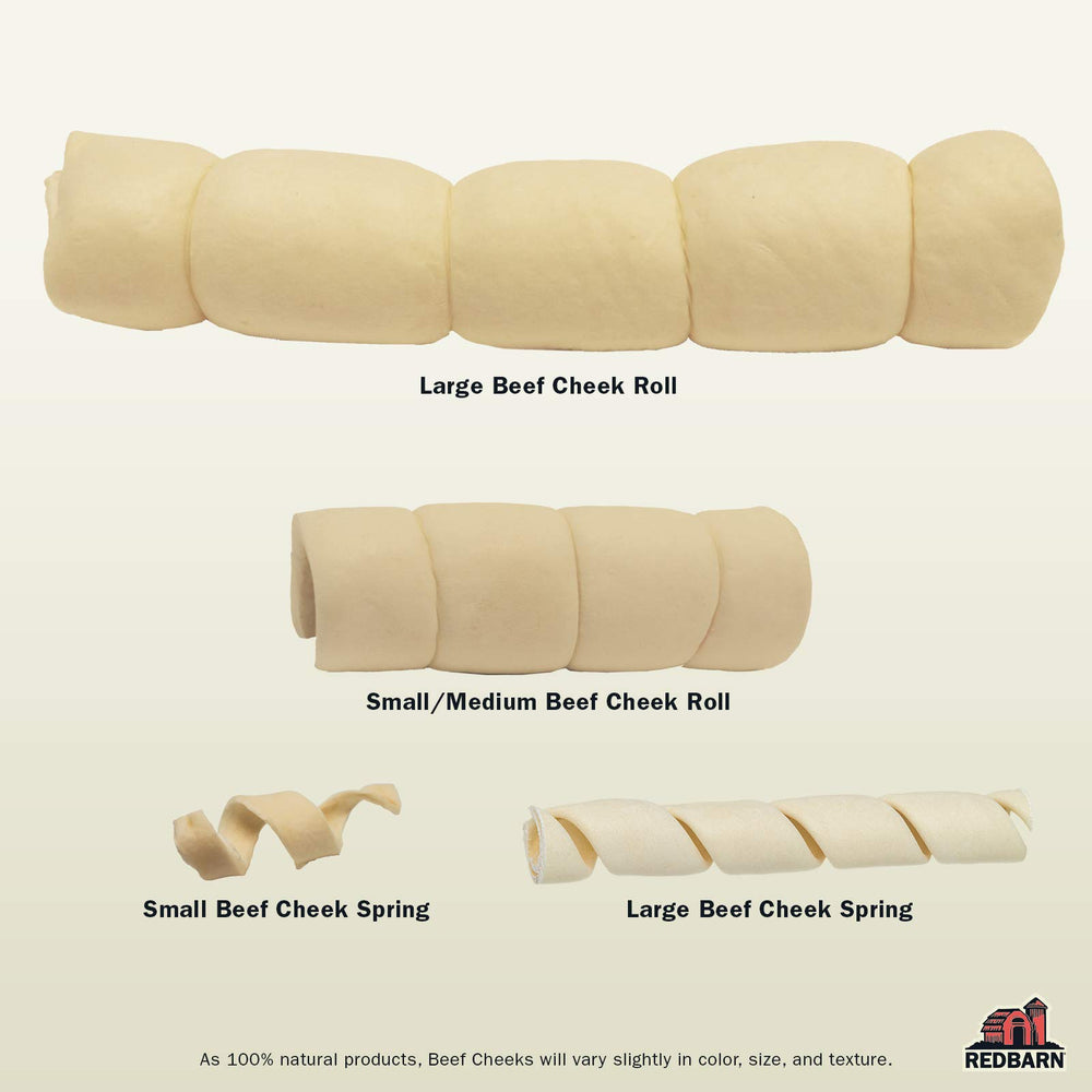 Rollos de mejilla de res Redbarn, paquete de cuatro, snack natural para perros grandes