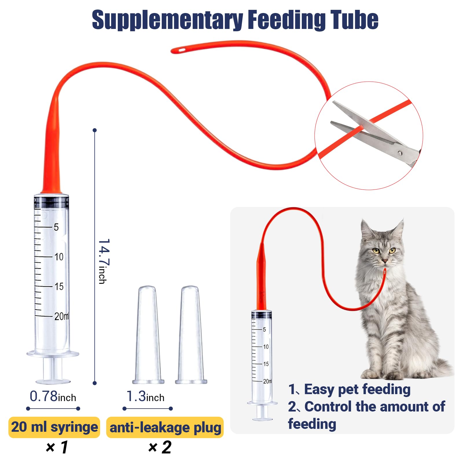 REDDODOU jeringas 20ml para alimentación y medicación en animales pequeños.