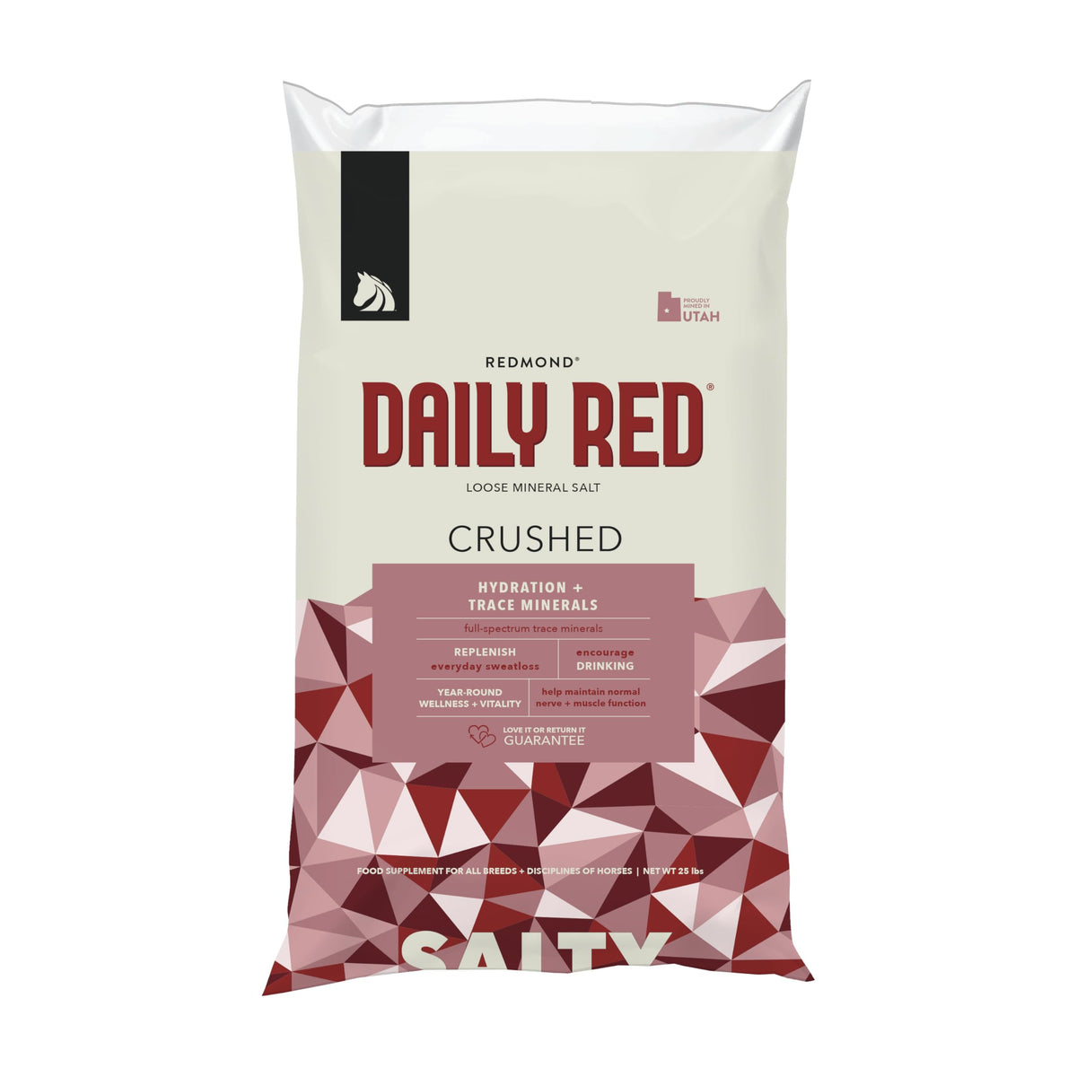 REDMOND Daily Red, minerales sueltos para caballos, promueven hidratación y rendimiento.