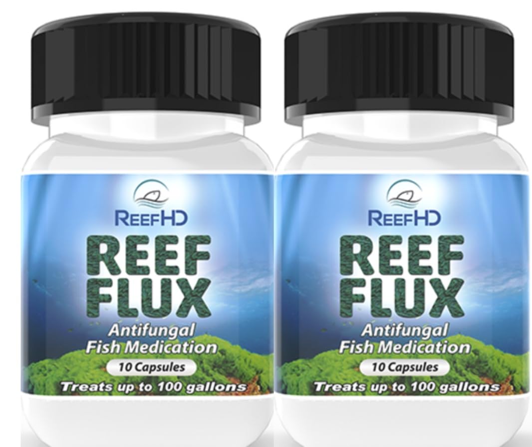 ReefHD ReefFlux fluconazol, envase para uso en el acuario y tratamiento de infecciones fúngicas.