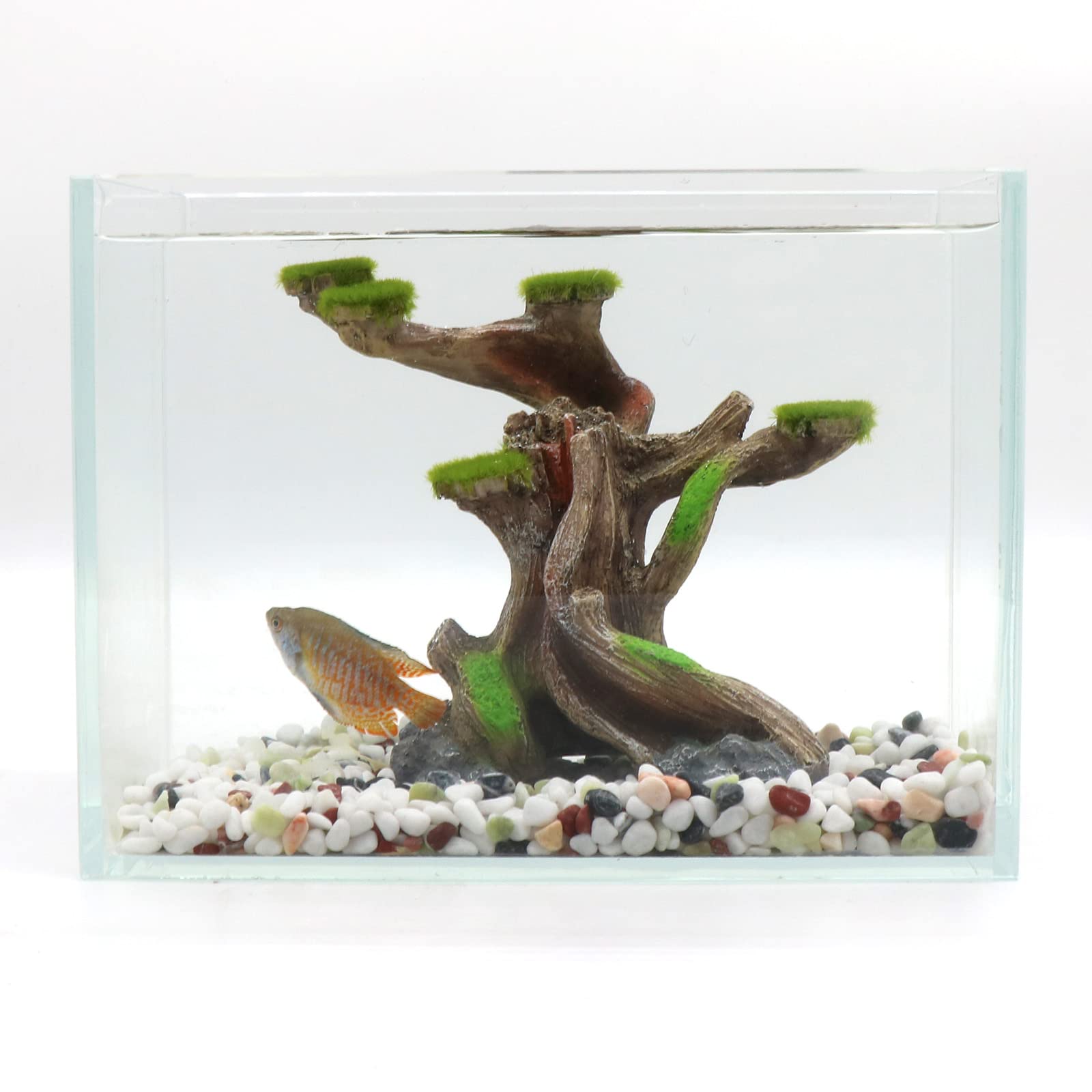 relaqcc decoracion de acuario arbol resina, ornamento versátil para terrario.
