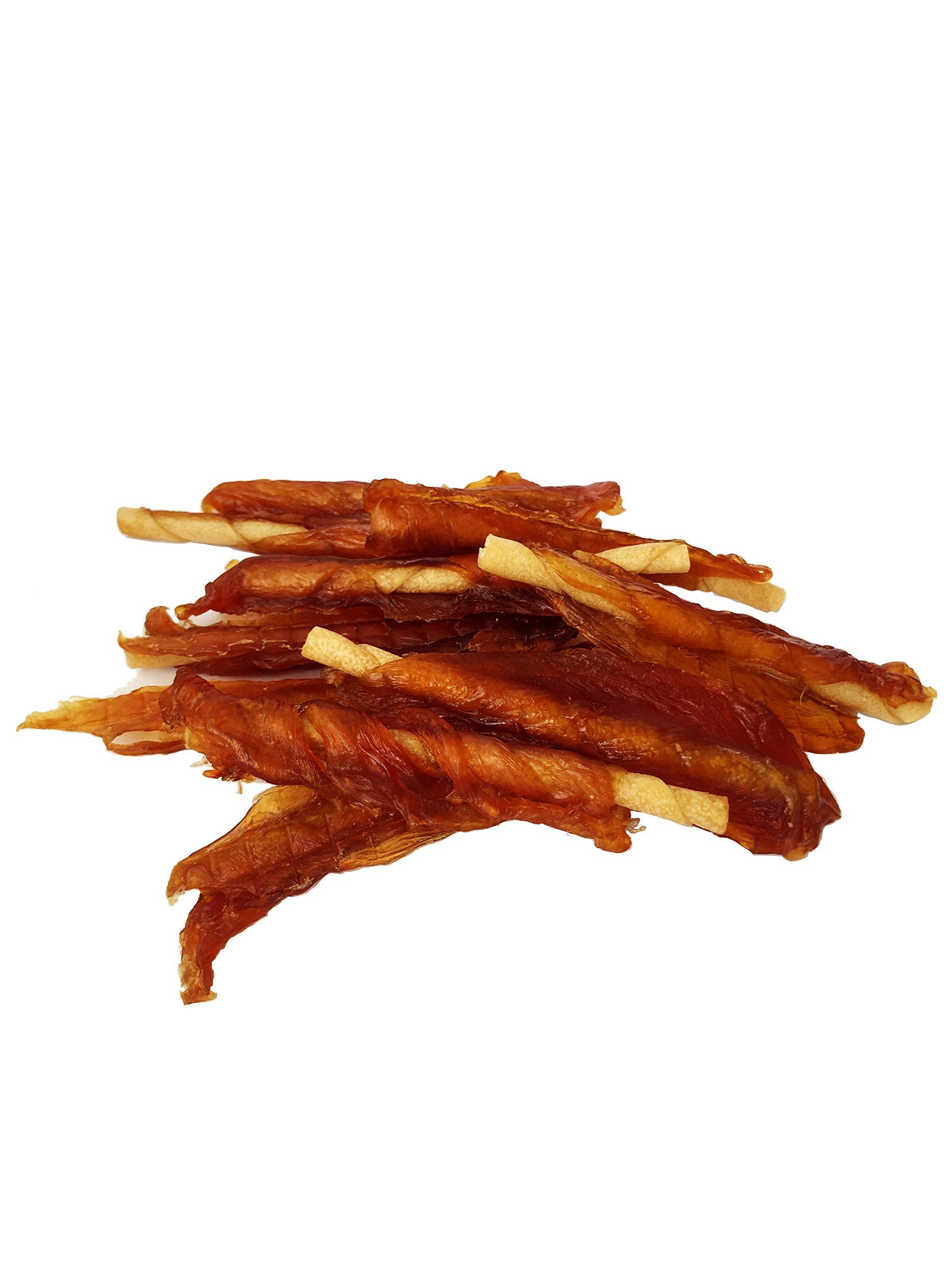 Palitos de pollo en envase, señalando conveniencia para compartir con tu mascota.