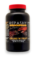 Repashy Grubs N’ Fruit Gecko Diet, frasco-8oz, nutrición equilibrada para geckos frugívoros