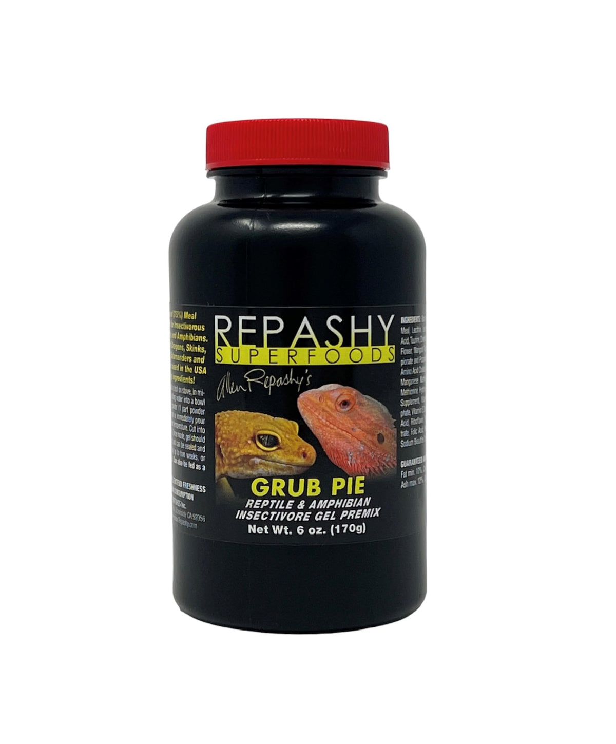 Repashy Grub Pie para reptiles, frasco de gel insectívoro con proteína y calcio.