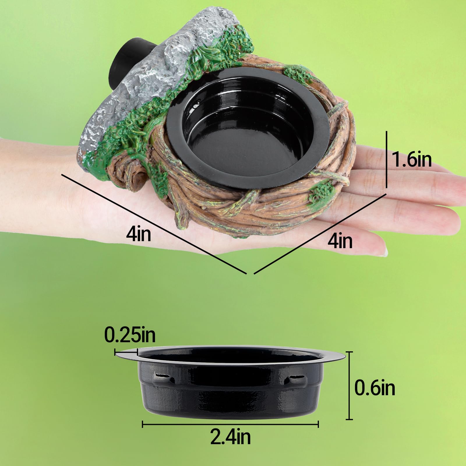 REPTI ZOO tazas de alimentación dos, fáciles de rellenar para tus reptiles.