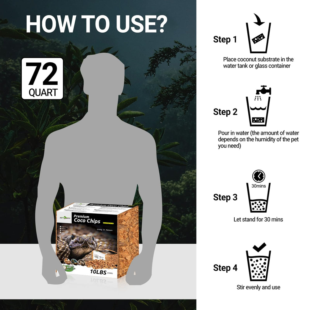 REPTI ZOO uso facil añade agua y mezcla.