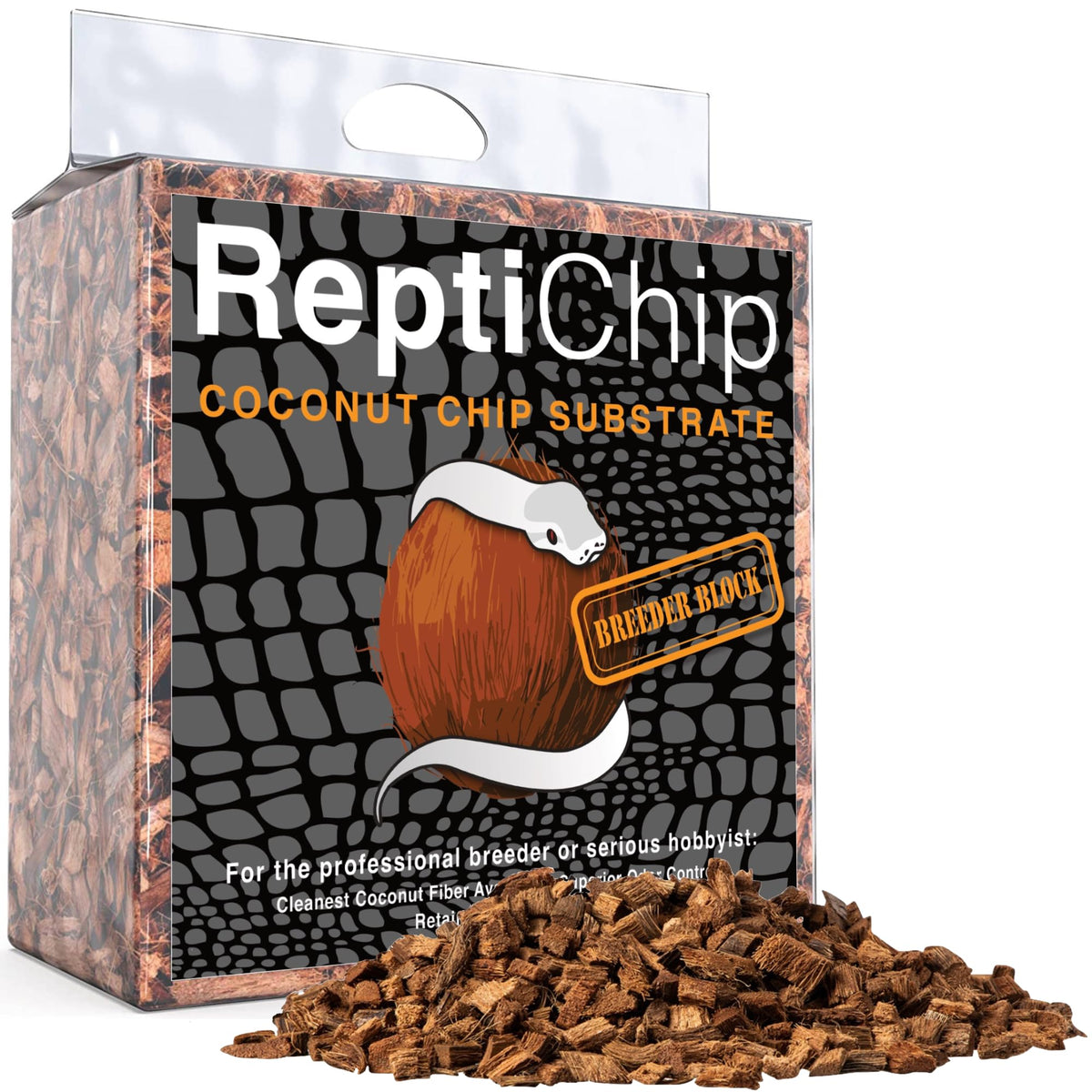 ReptiChip substrato coco para reptiles, cama estable y cómoda para terrarios.