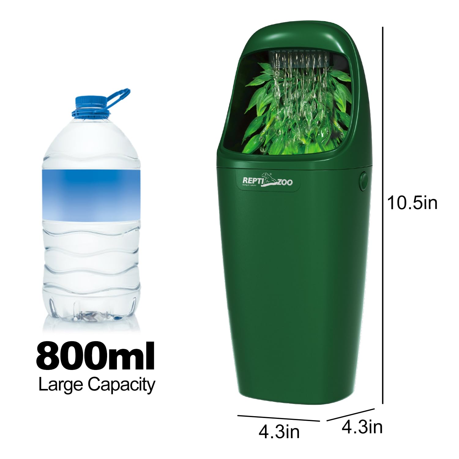 REPTIZOO flujo de agua entre hojas, imita fuente natural para beber