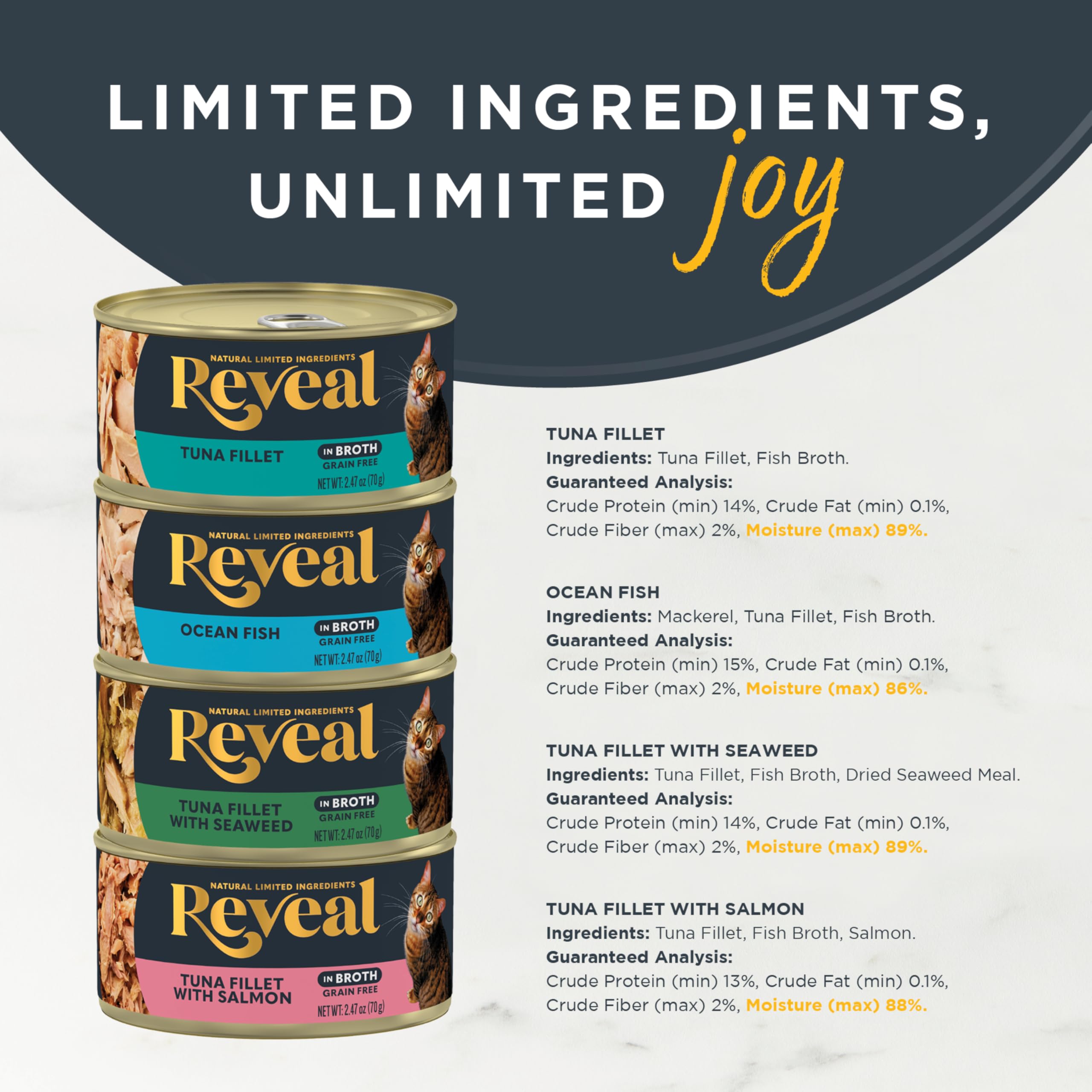 Reveal con ingredientes naturales y sin aditivos artificiales para gato.