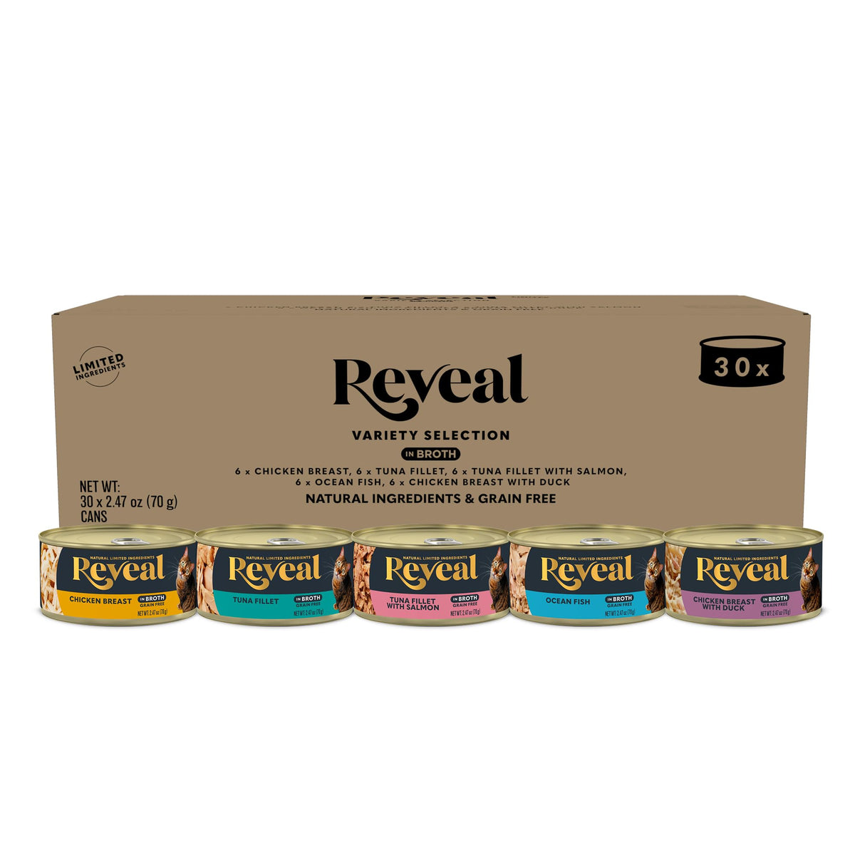 Reveal lata con sabores mariscos y ave, sabor natural para cada comida