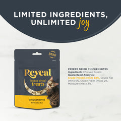 Premios Reveal sin granos, proteína limpia para gatos sensibles.