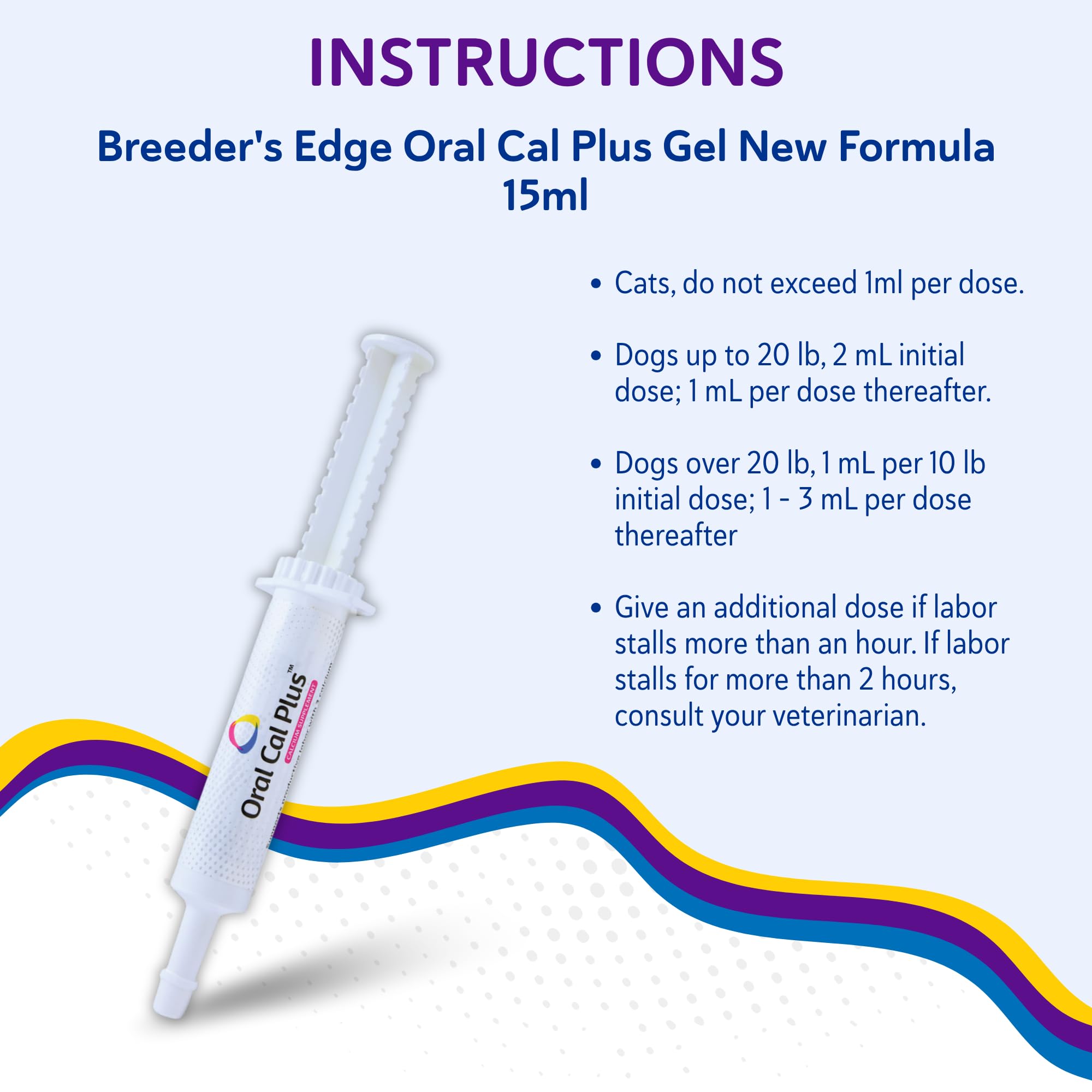 Breeder's Edge Cal Plus Gel tres fuentes de calcio para soporte equilibrado en el parto.