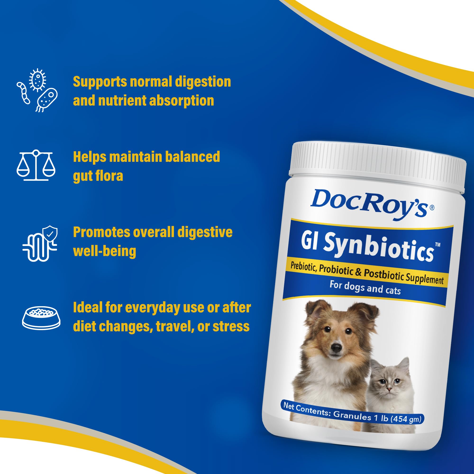Medición de dosis de Doc Roy's GI Synbiotics para dosificar en cada comida.