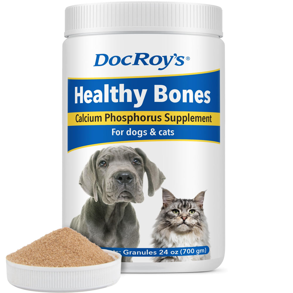 Doc Roy’s Healthy Bones en botella, complemento diario para mascotas.