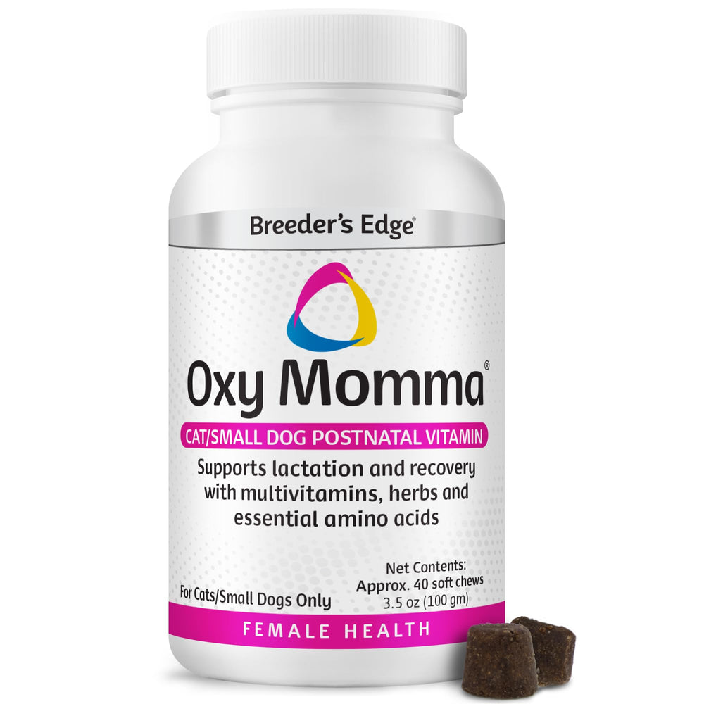 Revival Oxy Momma Soft Chews muestra la botella, apoyo posparto para madres lactantes.