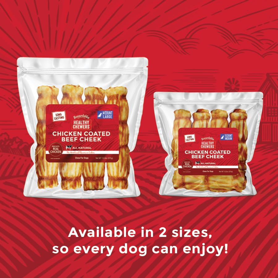 Rewardables rollos-cachete-ternera-dental para perros; cuidado dental suave al masticar.