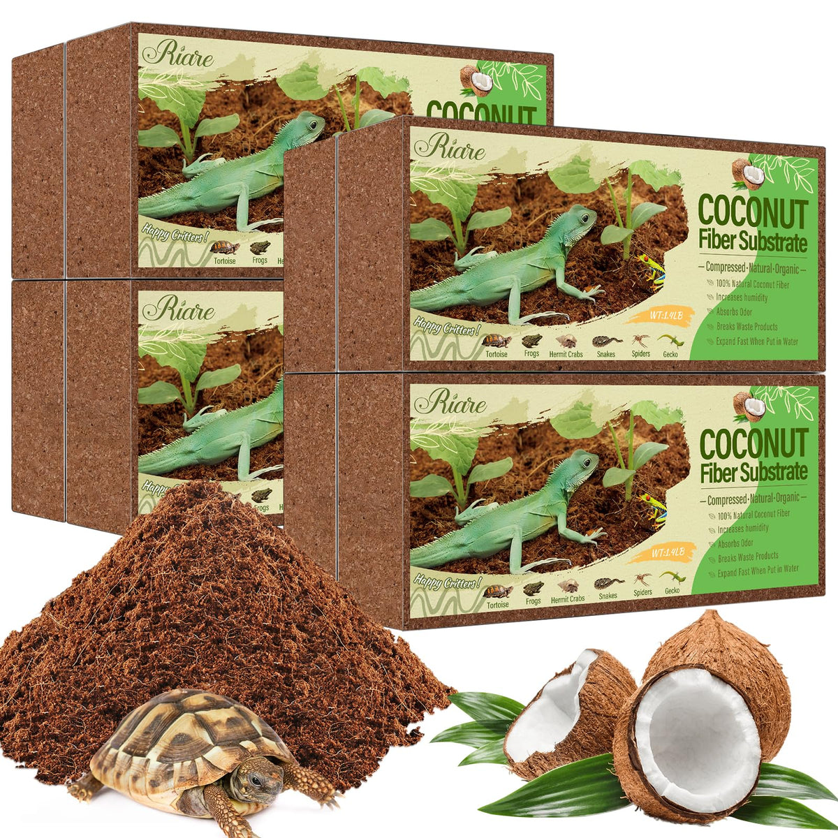 Riare sustrato de coco en bloques expandiéndose para terrario, retiene humedad.