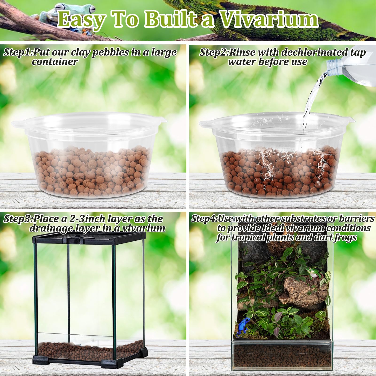 Riare drenaje para terrario, arcilla expandidas como capa de filtración