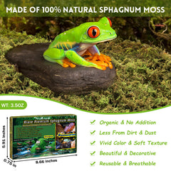 Riare musgo sphagnum orgánico y bajo polvo, seguro para mascotas del terrario.