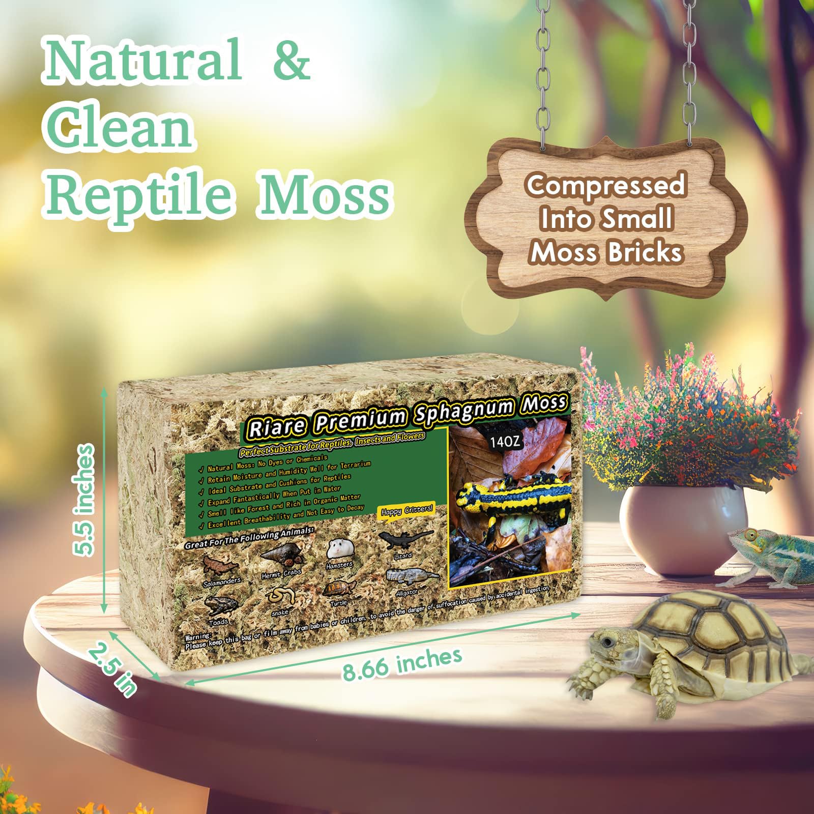 Riare Musgo Sphagnum premium 14oz, textura esponjosa que facilita ajuste de sustrato.