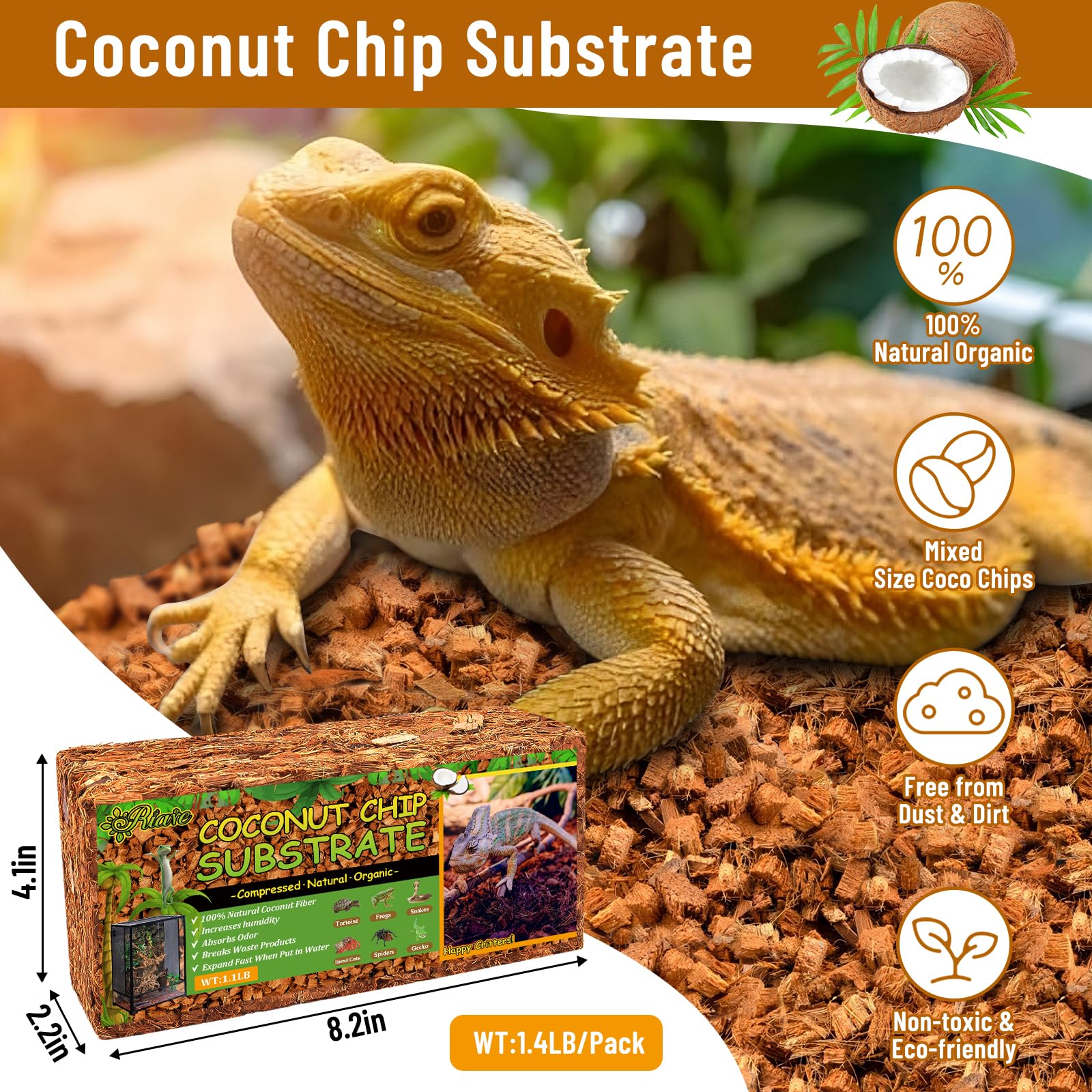 Riare sustrato coco chip expansion con agua para uso rápido