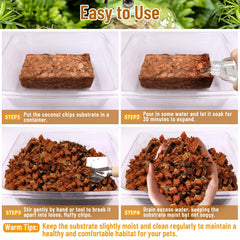 Riare sustrato coco sin olor, mantiene terrario limpio y fresco