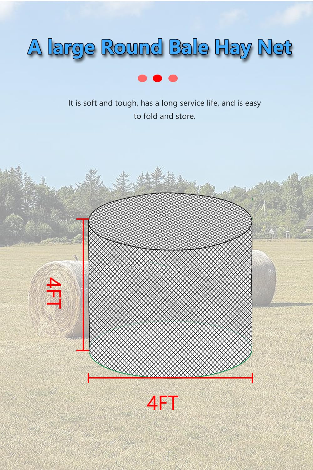 Ribowri red de heno, capacidad 800 libras para animales grandes.