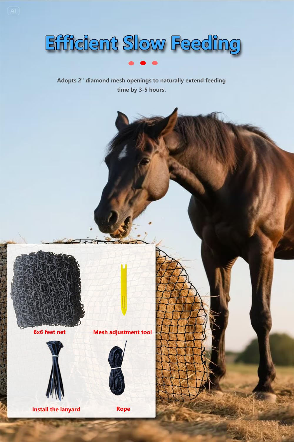 Ribowri red de heno, kit completo con empalmes y herramientas.