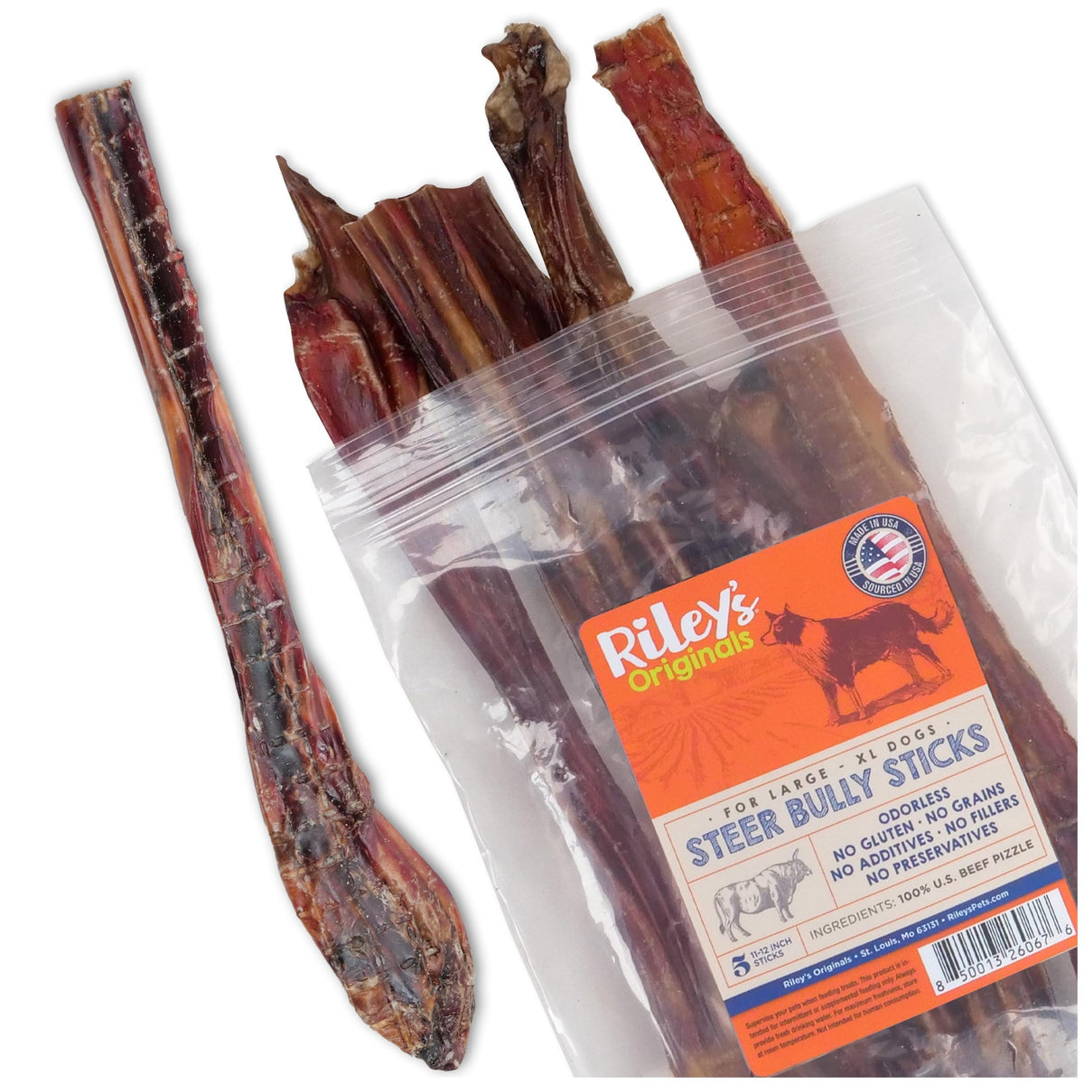 Riley's palitos bully steer para razas grandes, masticación segura.