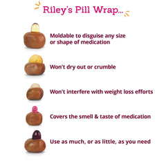 Riley's Pill Wrap moldable application around pills for masking.