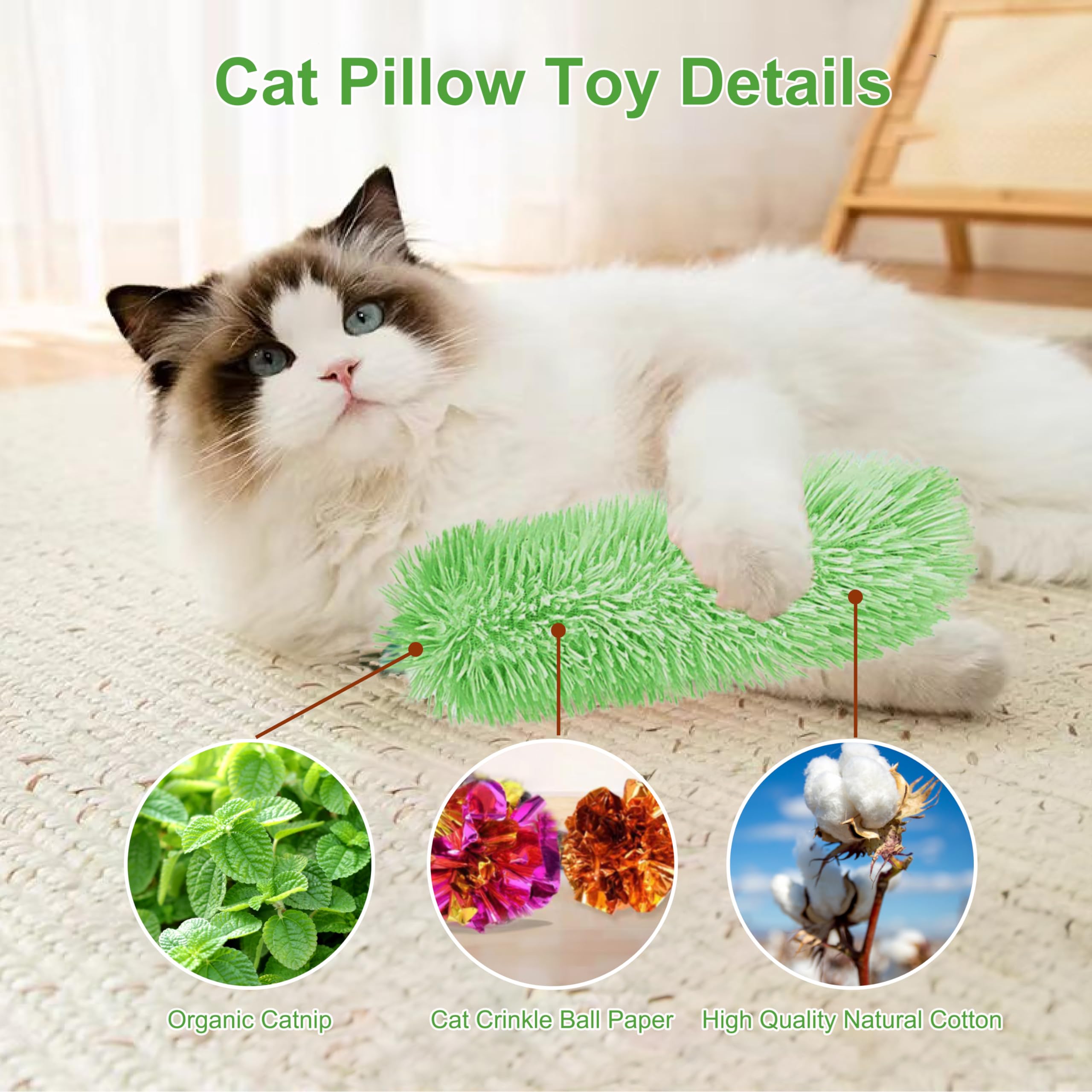Rishoesu almohadita gato crujido verde: color llamativo para atención