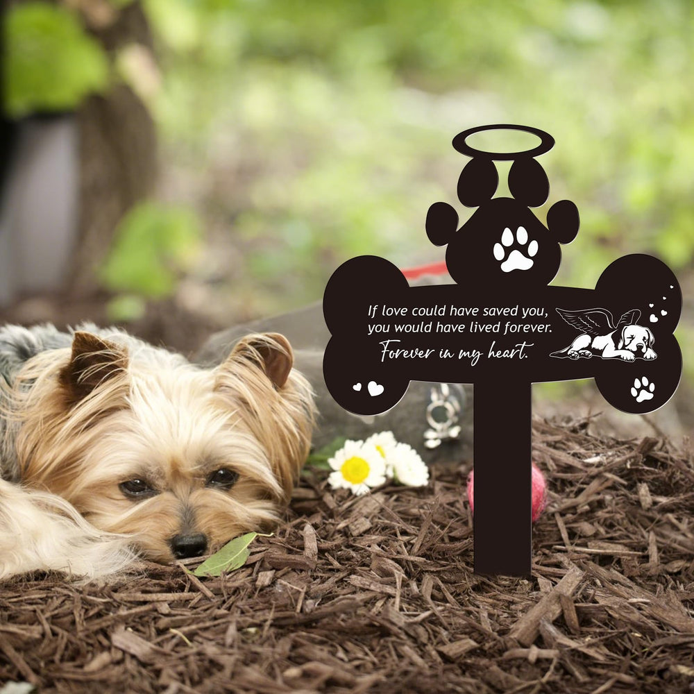 Rngmsi lapida metalica perro jardín diseño resistente para exteriores.