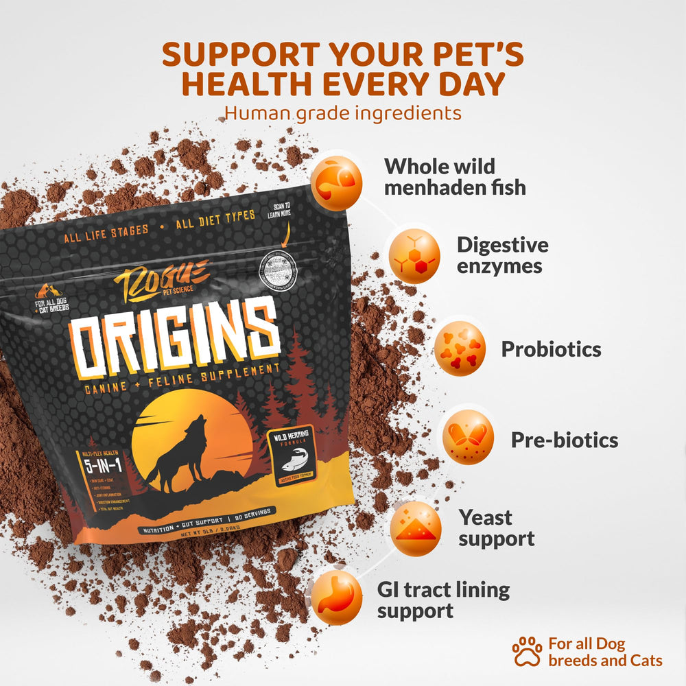 Rogue Pet Science Origins prebioticos-probioticos: salud intestinal para perros