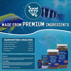 RON'S CICHLIDS Mbuna Mezcla Granulos, ingredientes naturales que favorecen la coloración.