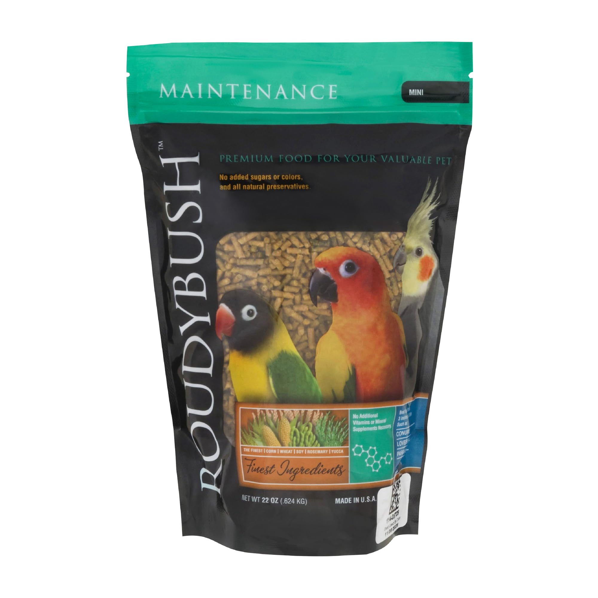 RoudyBush alimento diario para aves en envase 22oz, práctico para el hogar.