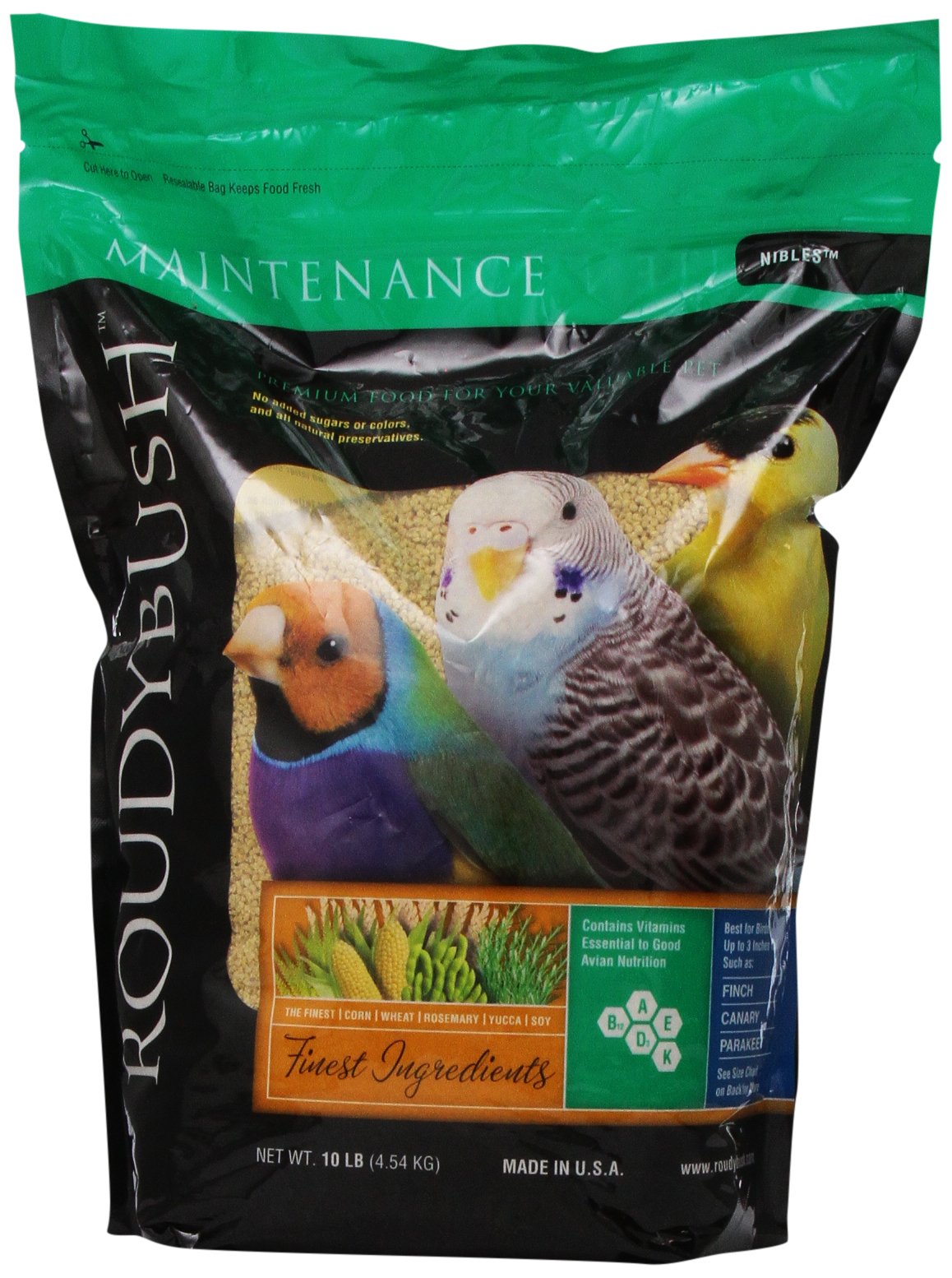 RoudyBush Alimento diario de mantenimiento para aves con trocitos, nutrición equilibrada