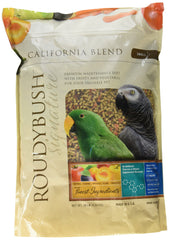 RoudyBush California Blend, empaque del producto, nutrición equilibrada para aves de compañía.