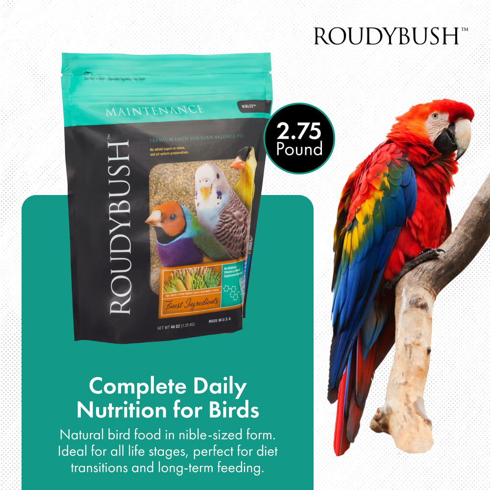 Pellets de Roudybush para aves de tamaño pequeño, fáciles de consumir.
