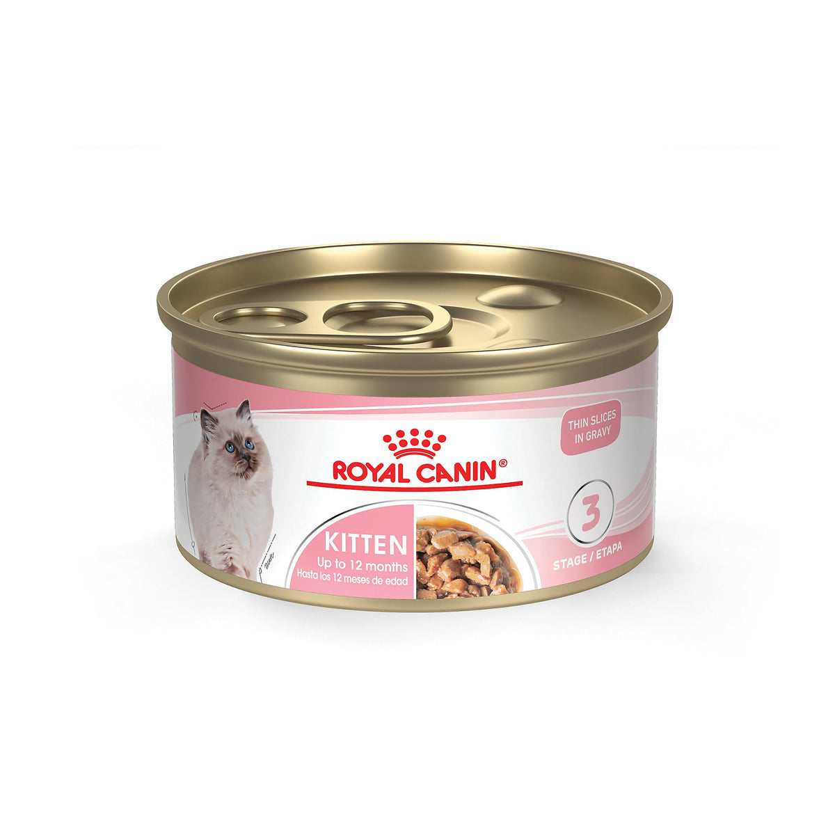 Royal Canin Gatito: rebanadas finas en salsa para energía diaria.