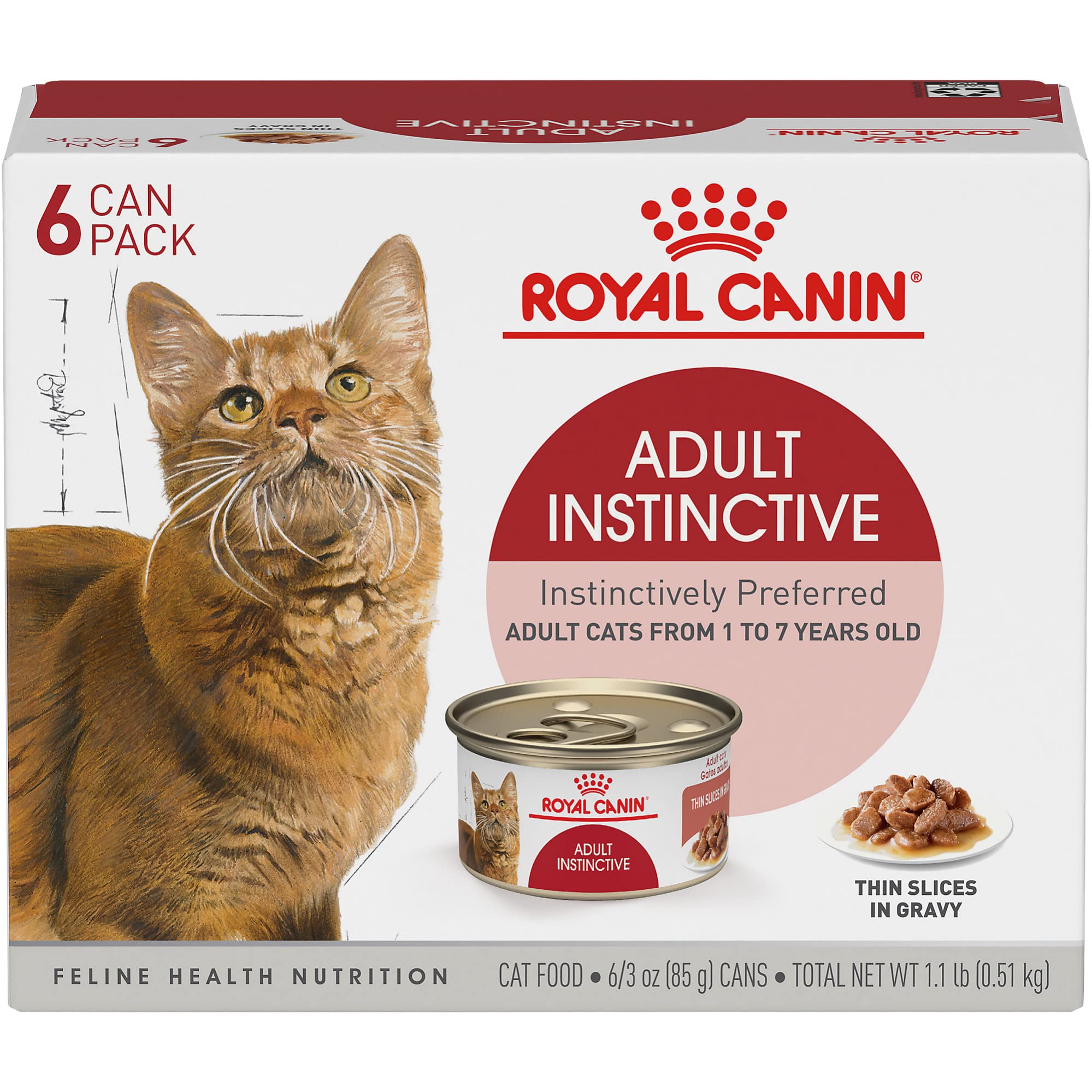 Royal Canin trozos finos en salsa en lata de 3 onzas, ideal para gatos adultos.