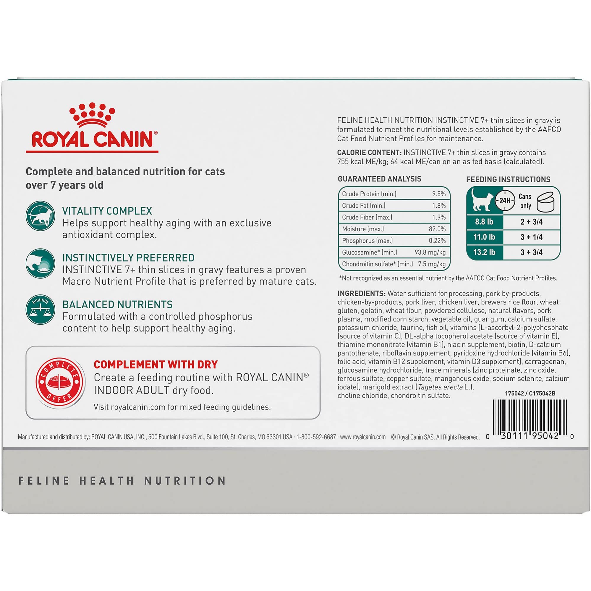 Royal Canin Instinctive 7+ en salsa para gatos mayores interiores, apoya salud renal