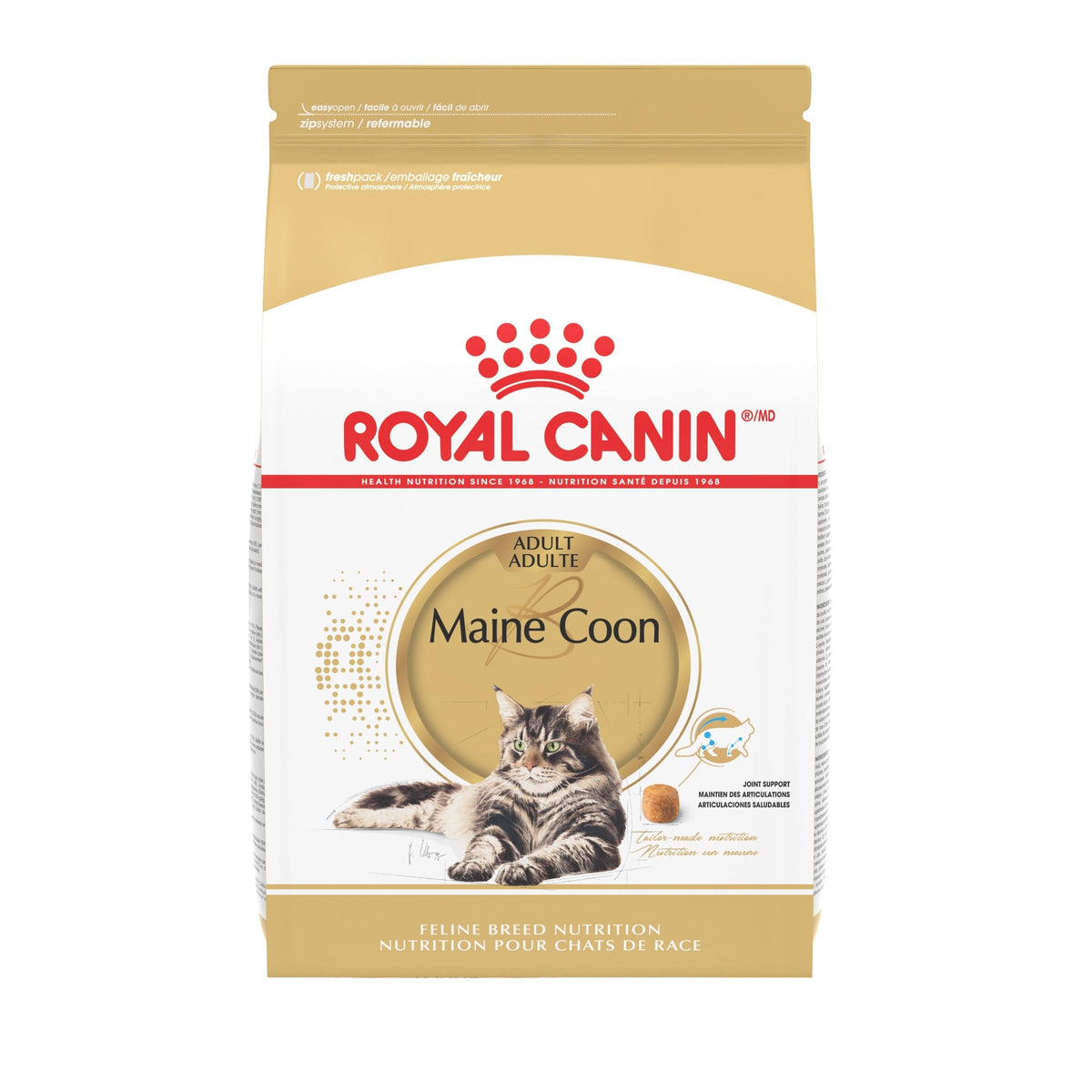 Royal Canin Maine Coon Adulta Seco: bolsa frontal para fácil almacenamiento.