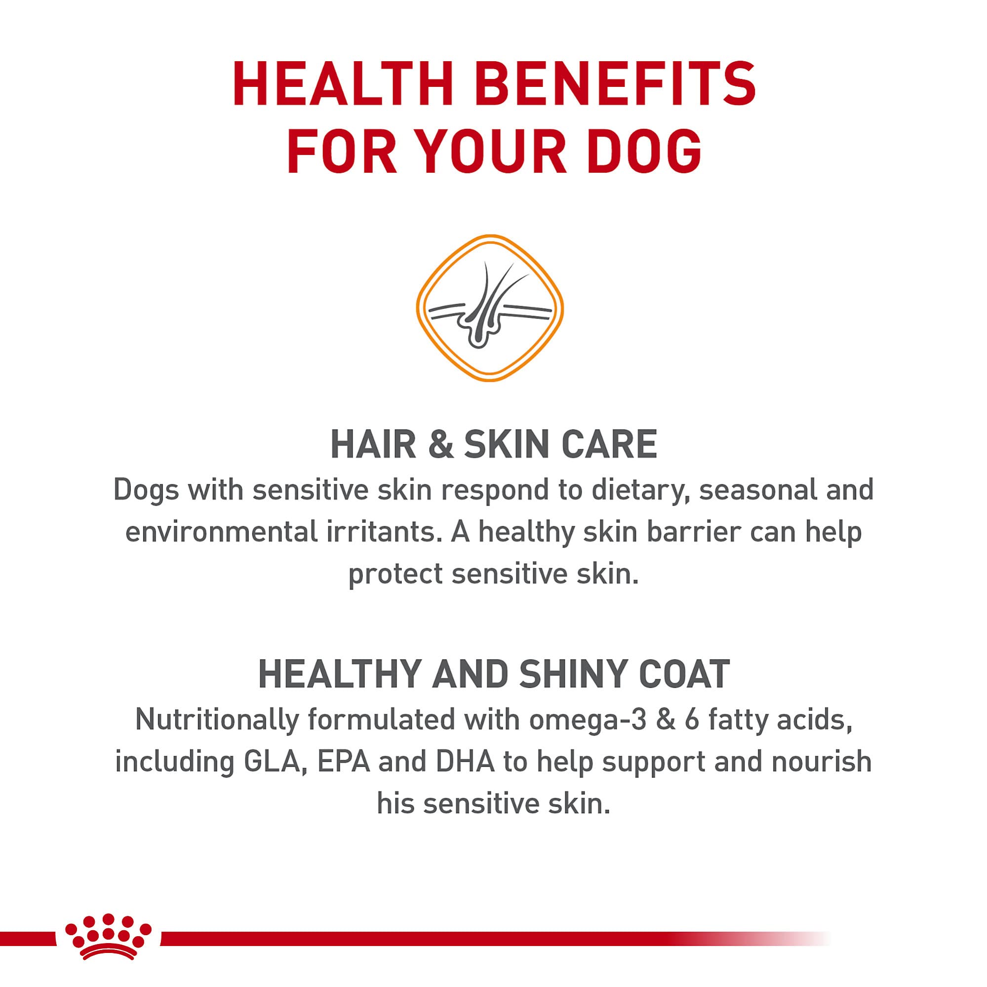 ROYAL CANIN Omega-3-6 – ingredientes para piel sana y pelaje brillante.
