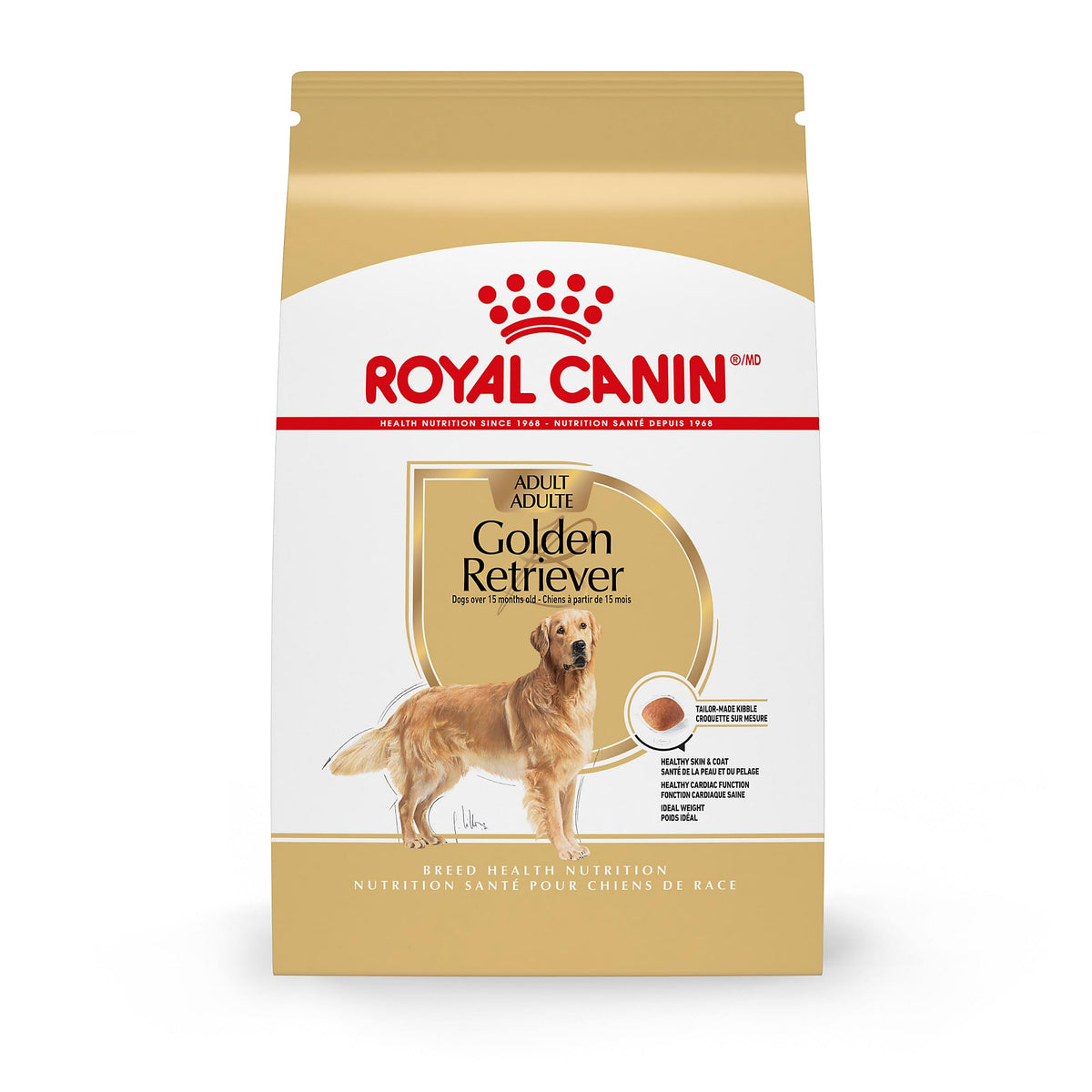 Royal Canin bolsa de 7,7 kg para perro dorado, fácil de almacenar.