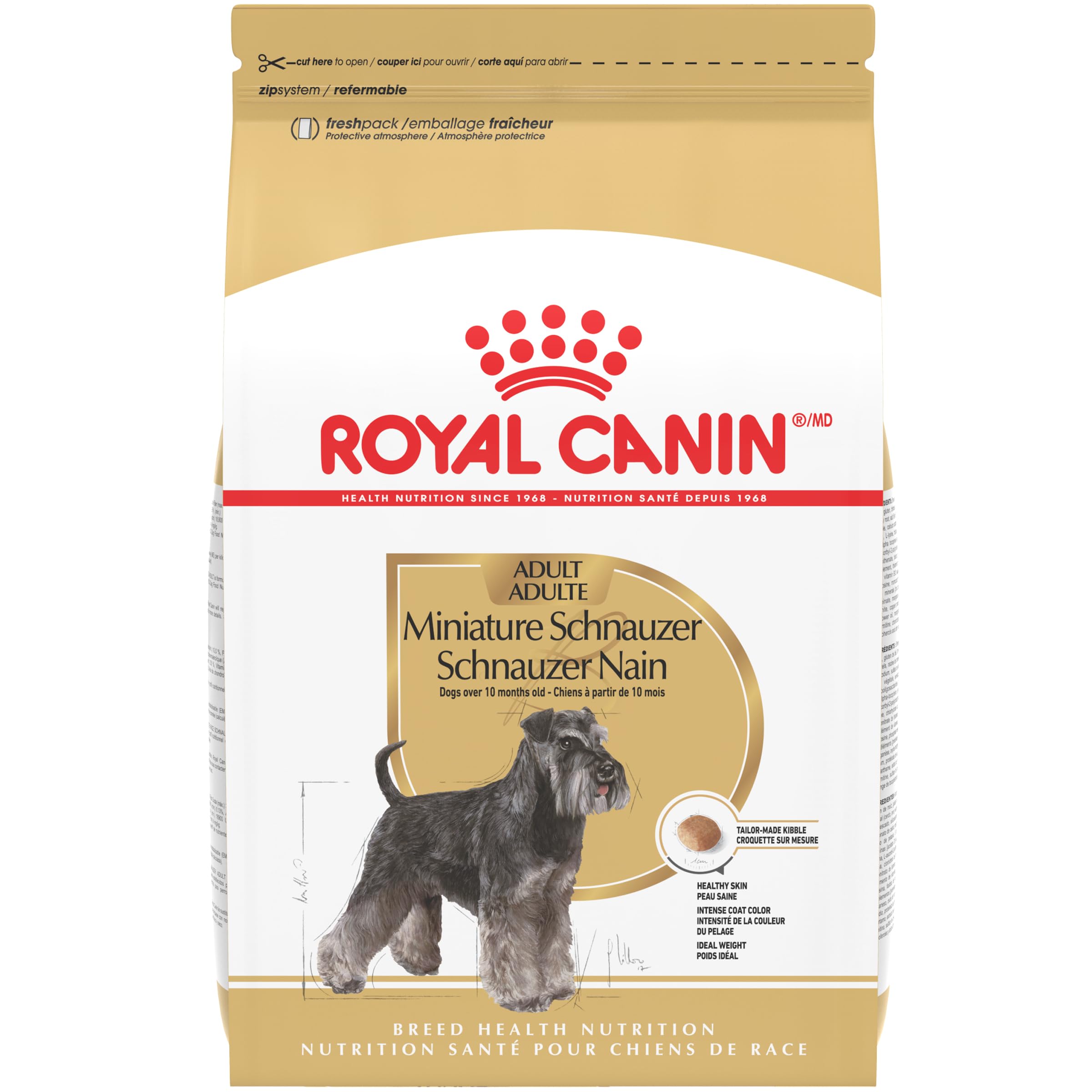 Royal Canin Schnauzer Miniatura, bolsa de 10 libras, nutrición específica para su raza.