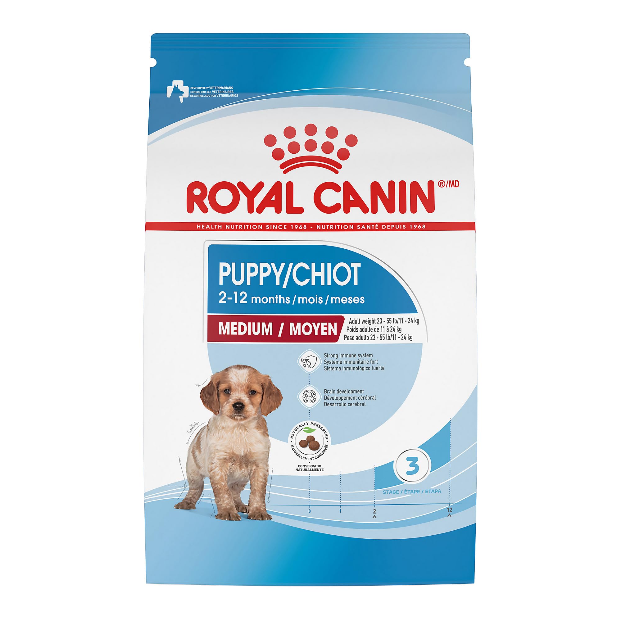 Royal Canin croquetas crujientes para cachorros medianos, fácil de servir y apoyo al crecimiento